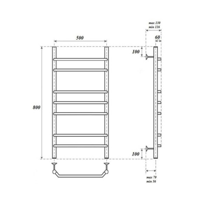 Полотенцесушитель водяной Point Венера PN07158 П7 500x800, хром