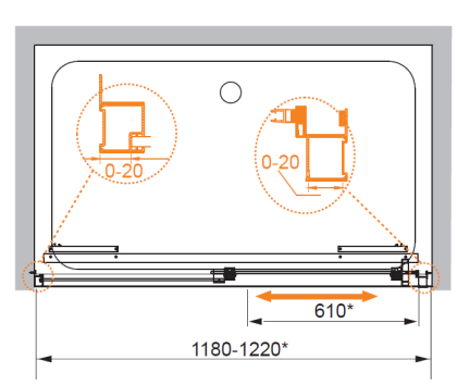 LUX-SOFT-W-BF-1-150-C-Cr-IV Душевая дверь