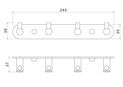 Планка с 4 крючками AQUATEK, матовый черный AQ4123MB ЕВРОПА