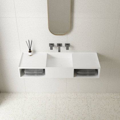 Раковина из искусственного камня Vincea VWB-6S212MW, 1200*400*200, подвесная, цвет белый матовый