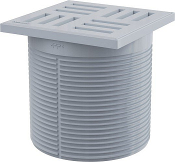 Горло сливного трапа, решетка 105x105 мм серая Горло сливного трапа, решетка 105x105 мм серая