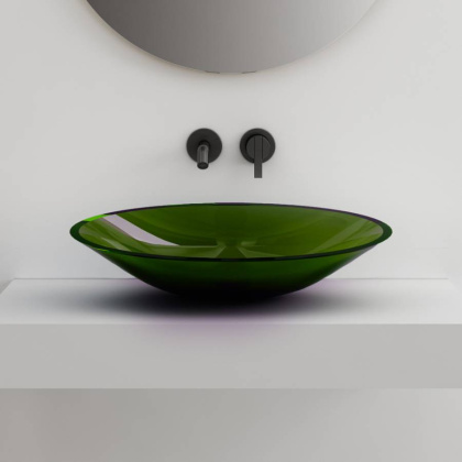 Раковина накладная прозрачная ABBER Kristall AT2812Emerald зеленая Раковина накладная прозрачная ABBER Kristall AT2812Emerald зеленая