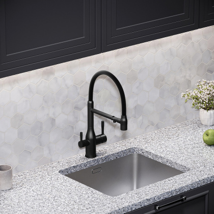 Смеситель для кухни SANCOS Garda с возможностью подключения фильтра для воды, цвет матовый черный, арт. SC4009MB