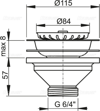 Донный клапан сифона для мойки 6/4" с нержавеющей peшeткой DN115 Донный клапан сифона для мойки 6/4" с нержавеющей peшeткой DN115