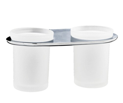 Подстаканник двойной Kammel, 18,5х9,4х10,5 см, хром и белый, K-8328D