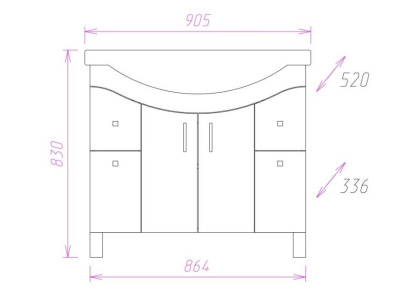 Тумба Onika Эльбрус 90 напольная, белая (ум. Эльбрус 90)