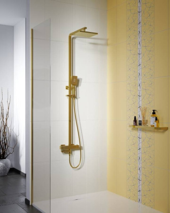 Душевая стойка Timo Tetra-Thermo SX-0169/17 с термостатом, золото матовое