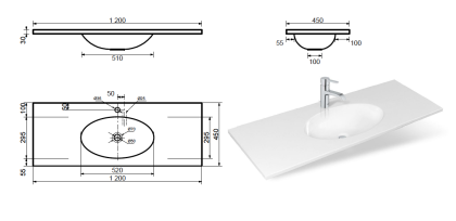 Раковина "Vegas 120 silk" 1200х450