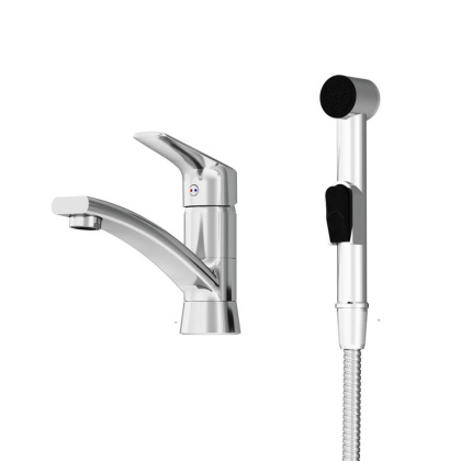 770230001 Jupiter, Смеситель с поворотным изливом и гиг. душем, Хром