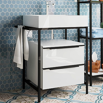 Комплект мебели Comfort Loft 700х495 напольный 2 ящика с ручками (ШхГхВ) 708х495х758 (тумба+металлический каркас)