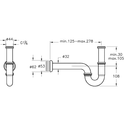 Сифон S-типа для мойки (металлический) Сифон S-типа для мойки (металлический)