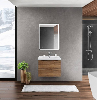 Тумба с раковиной подвесная BelBagno MARINO-CER 70 Rovere Nature Grigio, раковина белая