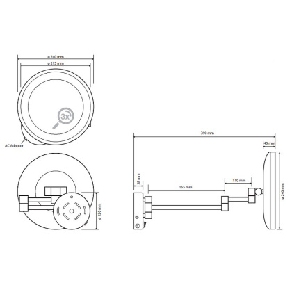 Косметическое зеркало со светодиодной подсветкой Косметическое зеркало со светодиодной подсветкой
