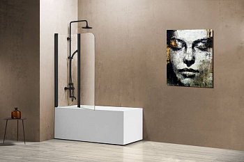 Душевая шторка на ванну VSB-12114CLB, 1140*1400, черный, стекло прозрачное