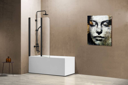 Душевая шторка на ванну VSB-12114CLB, 1140*1400, черный, стекло прозрачное