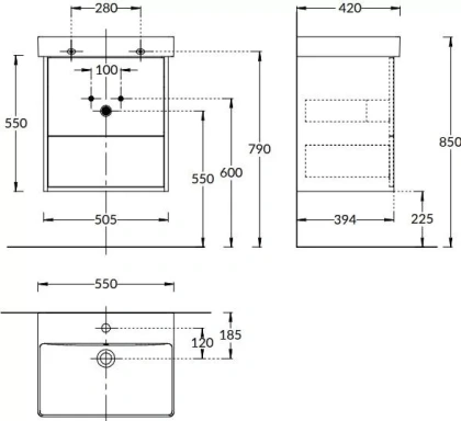 Тумба PRO подвесная 2 ящика 55, швейцарский вяз