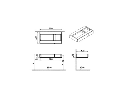 Модуль Origin 90 см с ящиком, черный дуб Модуль Origin 90 см с ящиком, черный дуб