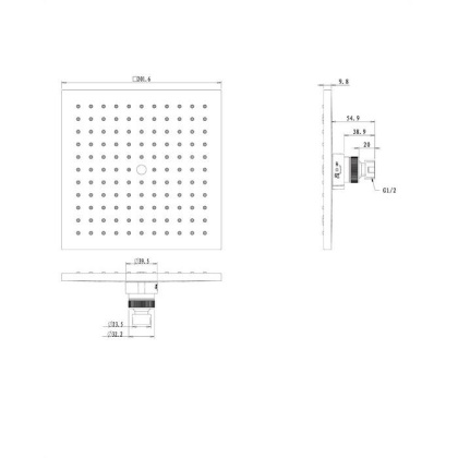 Верхний душ OMNIRES 20х20 см WGX220CR (хром) Верхний душ OMNIRES 20х20 см WGX220CR (хром)