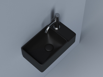 Умывальник подвесной прямоугольный (чаша слева, отверстие под смеситель справа) цвет черный матовый Element 395*220*125мм
