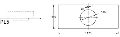 Столешница из керамогранита Фондамента 120, серая, PL5.DL500920R\120