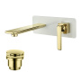 Смеситель для раковины встраиваемый, длина излива 17 см, латунь/белый/золото
