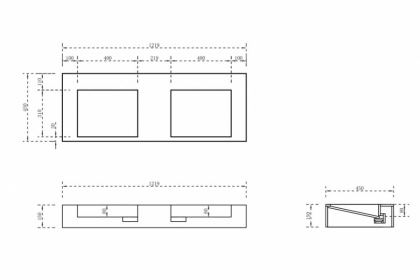 Раковина подвесная ABBER Stein AS2643-1.2 двойная, белая матовая Раковина подвесная ABBER Stein AS2643-1.2 двойная, белая матовая