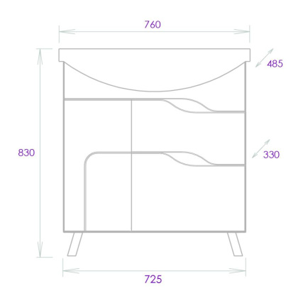 Тумба Onika Веронэлла 75 напольная, белая (ум. Стиль 75)