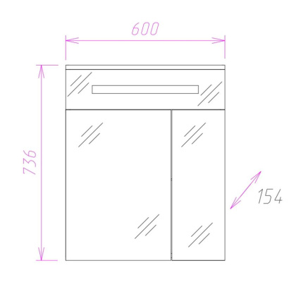 Шкаф-зеркало Onika Сигма 60 белый, c LED подсветкой