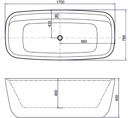 Акриловая ванна Aquanet Family Fine 170x78 95778 Gloss Finish (панель Black matte)