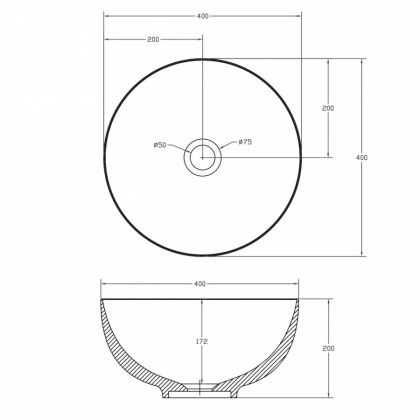 Раковина накладная ABBER Stein AS2617 белая матовая