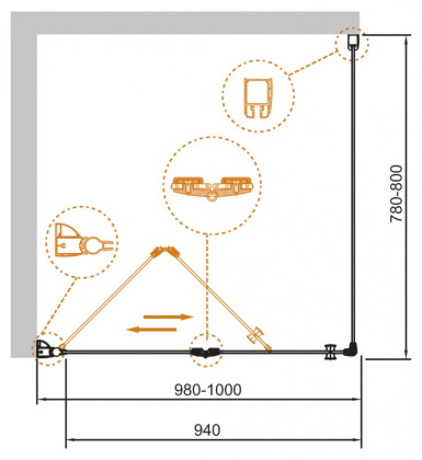 ECO-O-ASH-1-90/80-C-Cr Душевой уголок ECO-O-ASH-1-90/80-C-Cr Душевой уголок