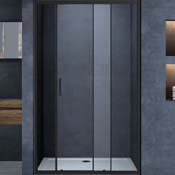 Душевая дверь Alpha VDS-3AL120CLB, 1200, черный, стекло прозрачное