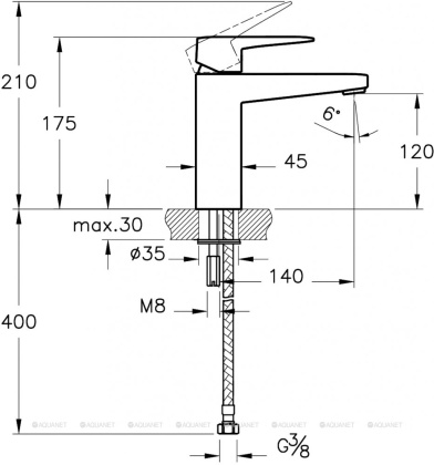 Смеситель Root Square для раковины, медь Смеситель Root Square для раковины, медь