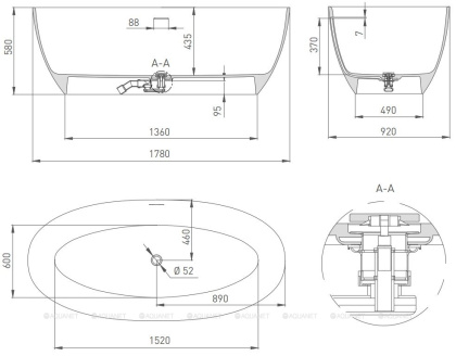 Ванна из искусственного камня ALDA Nuova 178,101911SM