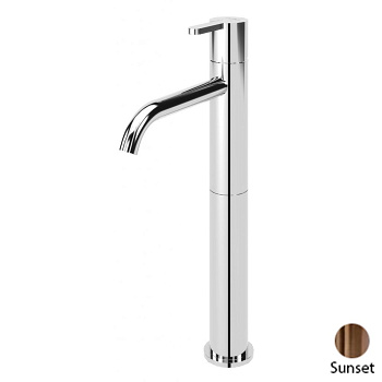 LEAF-LC2-L-PS Смеситель для накладной раковины однорычажный, с донным клапаном, исполнение Sunset PVD