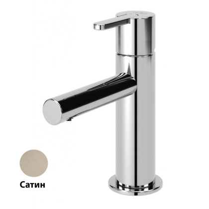 LEAF-LSM1-L-ST Смеситель для раковины однорычажный, с донным клапаном, исполнение Satinox