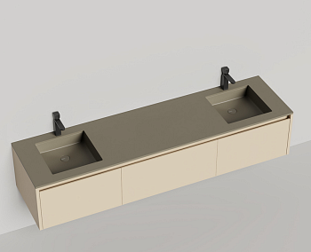 Подвесная тумба Domino 2000, эмаль, для двух встраиваемых раковин, гладкий фасад