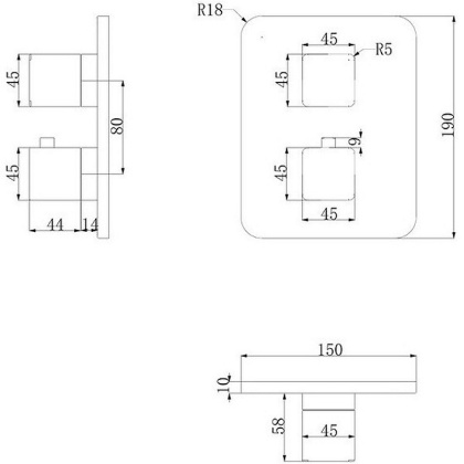 Смеситель термостатический для душа скрытого монтажа OMNIRES PARMA PM7436BL (черный BLM)