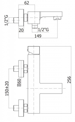 EFFECT-VM-01 Смеситель для ванны и душа однорычажный, исполнение хром