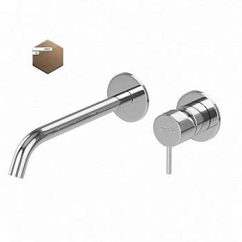 LEAF-BLI2-L-PS Смеситель для раковины встраиваемый однорычажный, на два отверстия, длина излива 23 см, исполнение Sunset PVD