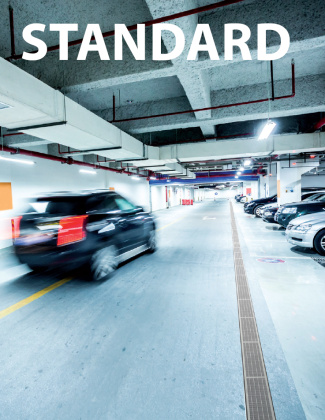 Дренажный канал 100 мм с пластиковой рамой и оцинкованной решеткой B125