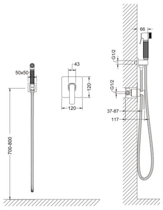 Смеситель Timo Torne 4389/17SM встроенный с гигиеническим душем, золото матовое