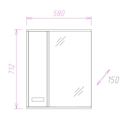 Шкаф-зеркало Onika Гамма 58 ясень шимо/венге, левый, с подсветкой