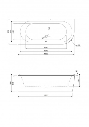 Акриловая ванна CEZARES METAURO CORNER-180-80-40-L-W37