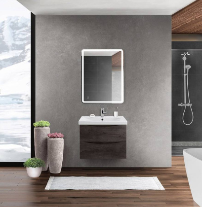 Тумба с раковиной подвесная BelBagno MARINO-CER 60 Rovere Grigio, раковина белая