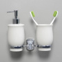 Дозатор для жидкого мыла со стаканом для зубных щеток, 19,5х18,6х10,8 см, белый, K-24189