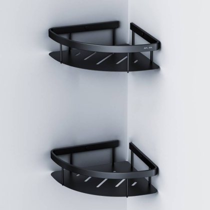 Полка для душа Sense L угловая двухъярусная, 6х30х23 см, черная, A7454222