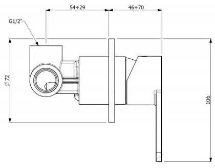 GLAM-DIM-OI Встраиваемый однорычажный смеситель для душа, исполнение Oro inglese