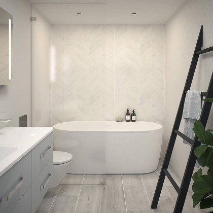 Акриловая ванна отдельно стоящая, щелевой слив-перелив, белая фронтальная панель, белая чаша, 1800х800х600, SLIM CENTRAL-180-80-60-W37-SET