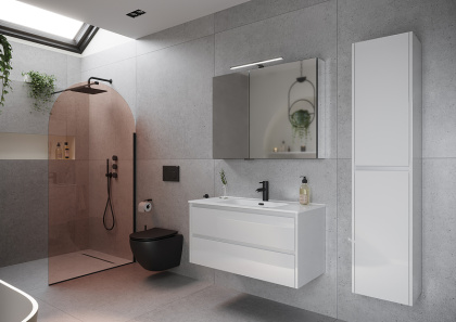 Тумба подвесная SANCOS Libra 990х450х500, c двумя ящиками оснащенными доводчиками, белый глянец , арт. LB100W